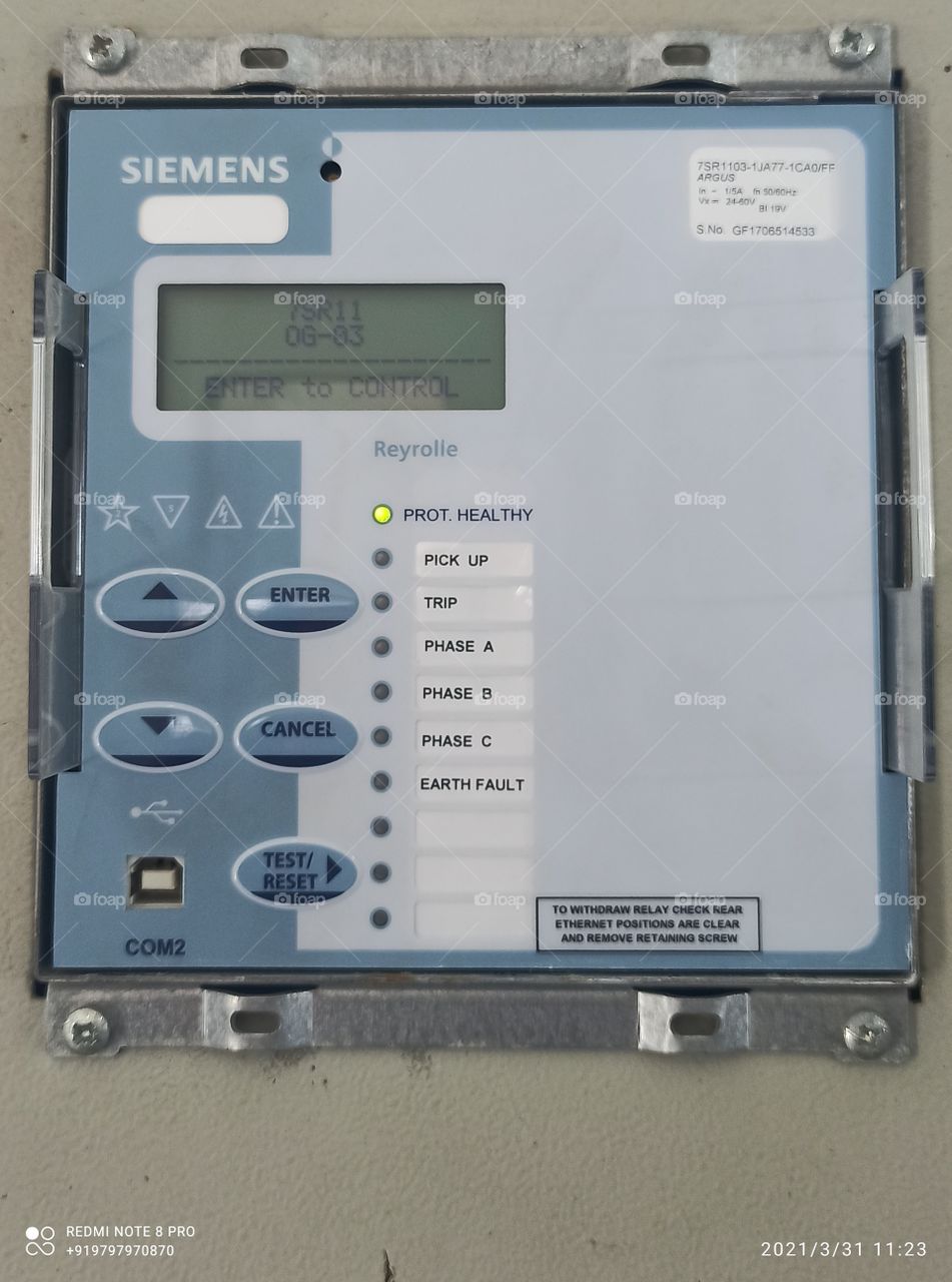 2 Over Current + 1 Earth fault Control Relay Siemens made