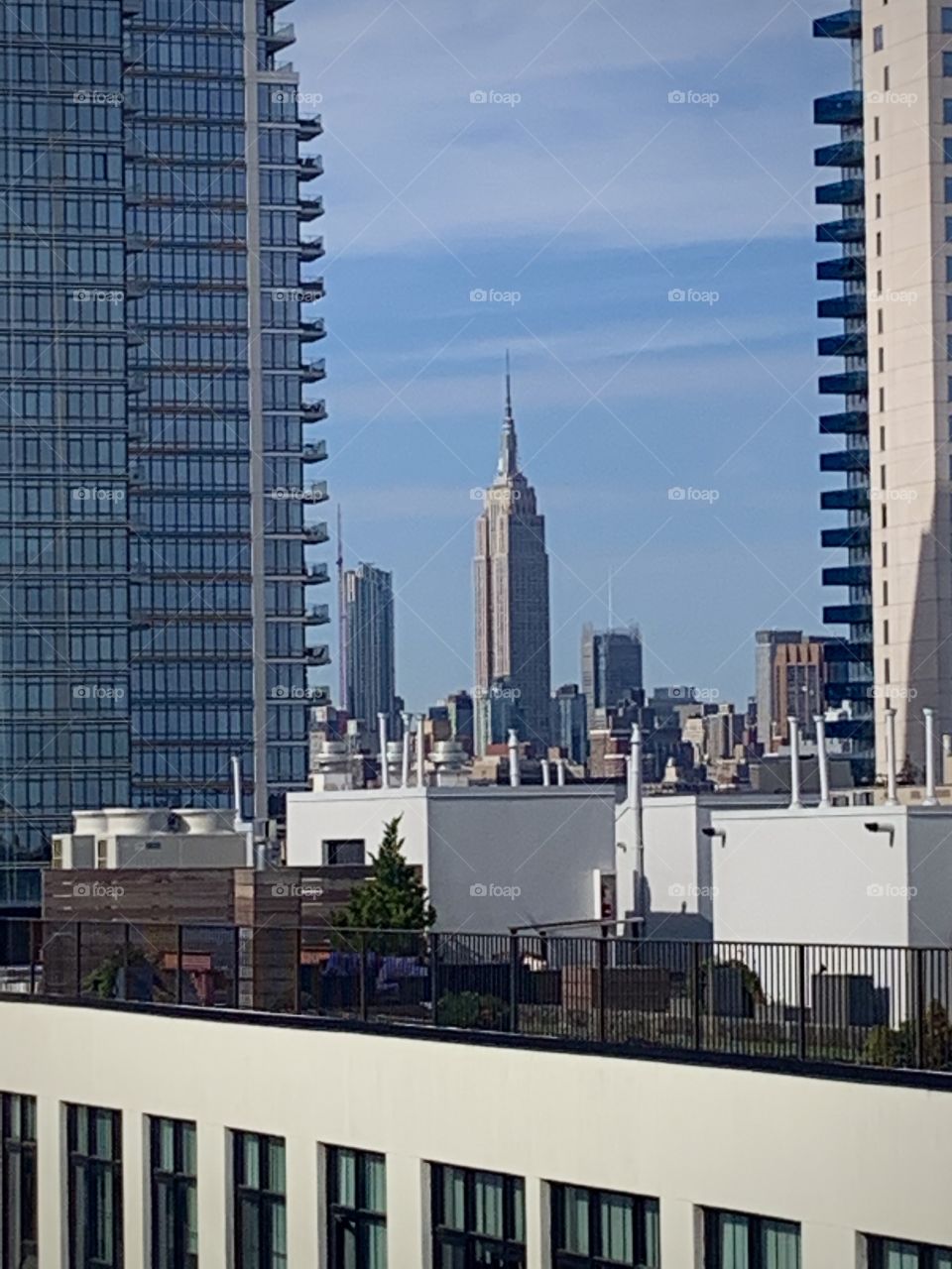 Empire State Building seen from Brooklyn rooftop