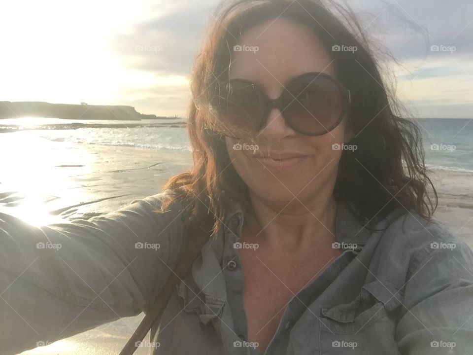 Woman selfie on beach