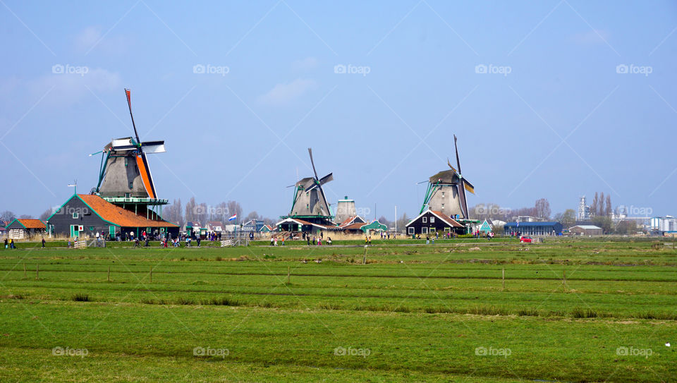 Distant view of windmills, Netherlands