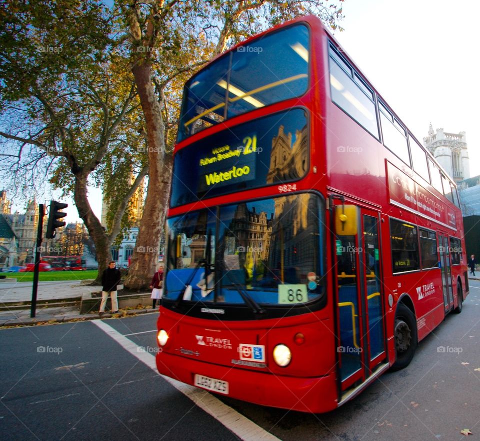 Bus to Waterloo. Doubledecker bus in London headed to Waterloo station