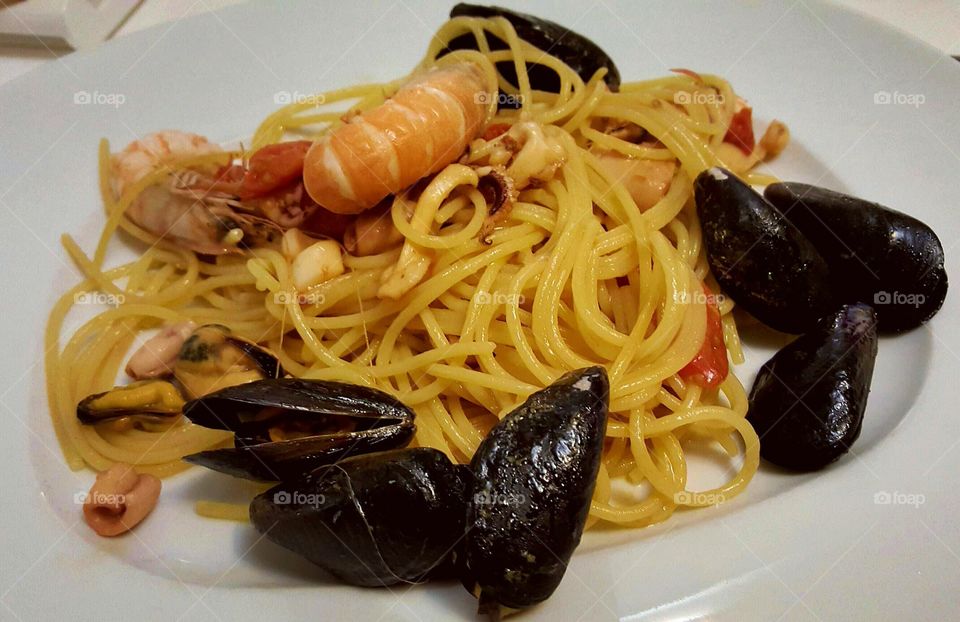 Pasta with seafood