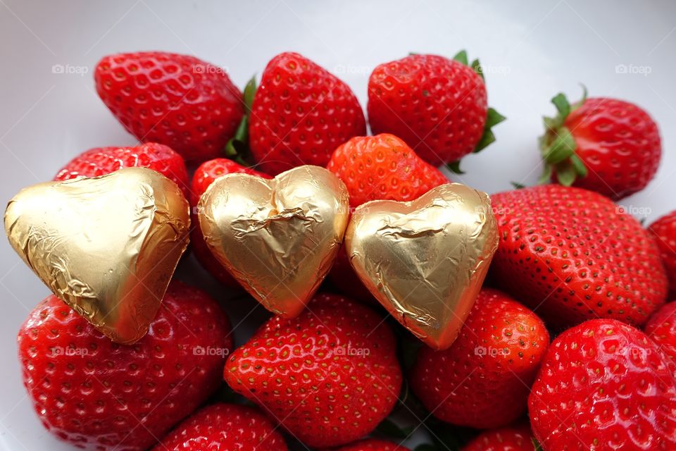 Strawberries and chocolates heart 
