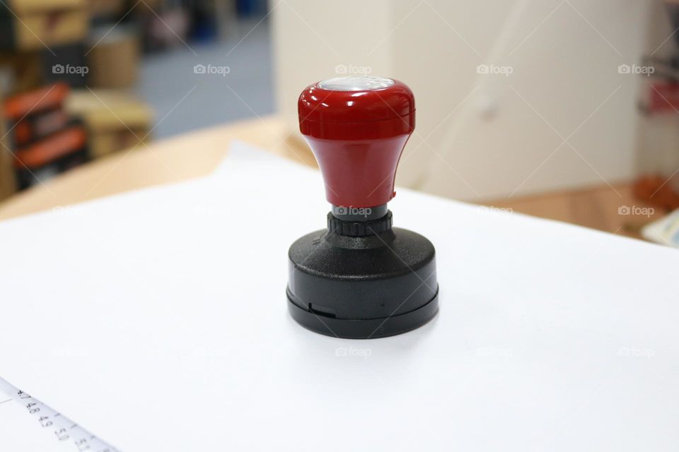 Stamp photo on white paper