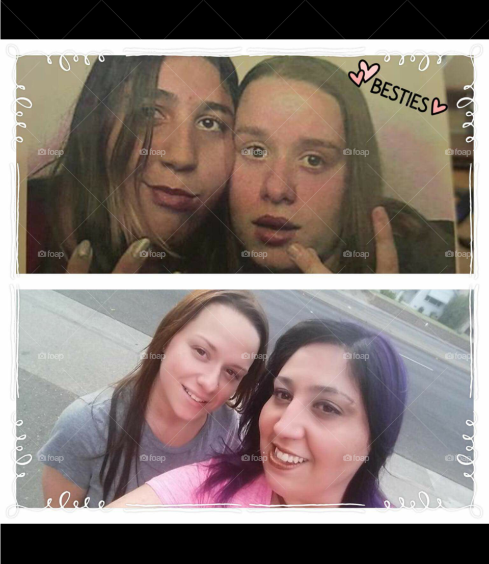 Top picture is me and my Bestest Friend Amber when we were young teenagers, I'd say about 14-15 yrs old. The bottom picture is us still bestest friends 15 years later :)  Precious Friendship!