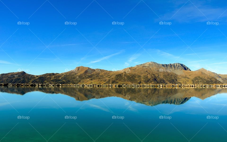 mountain lake swiss alps.