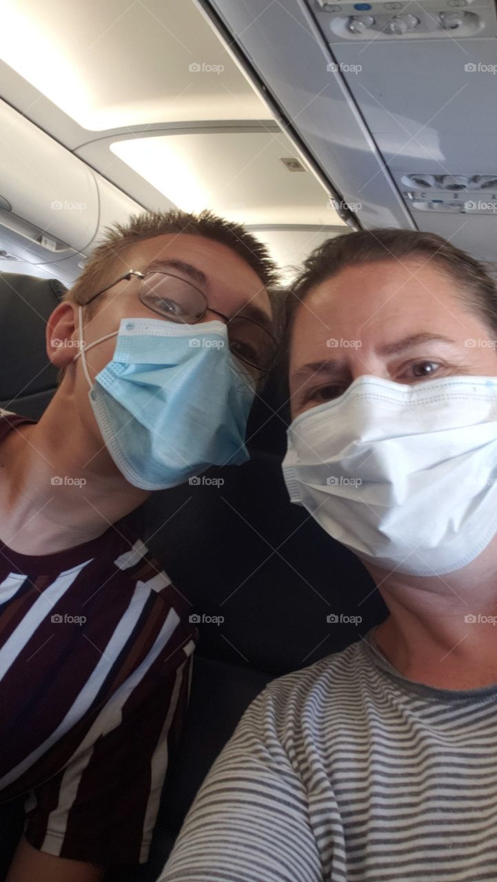 aboard the plane, ready for takeoff