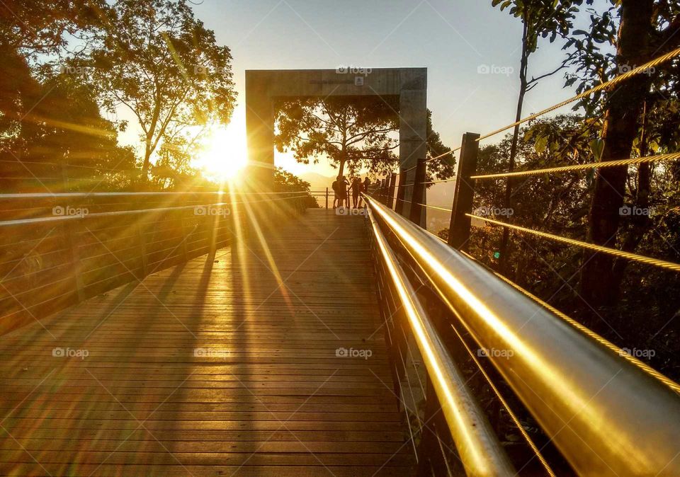 Golden view in the footbridge.