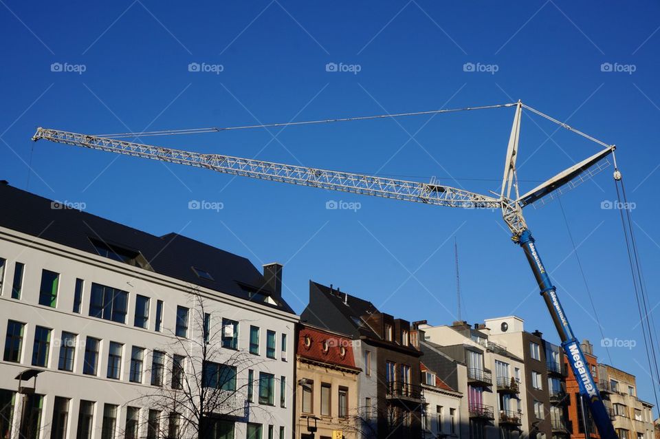 A big crane in the city