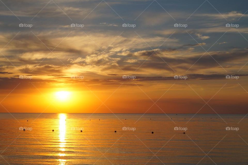 Beautiful sunset on the Sea of ​​Azov