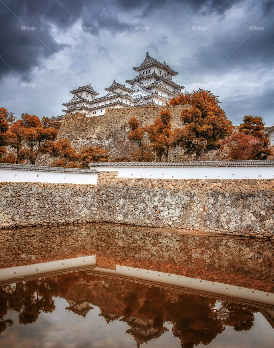 Himeji castle, japan in the fall