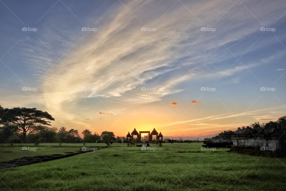 after sunset at ratu boko archaelogical site, near Jogjakarta, Indonesia