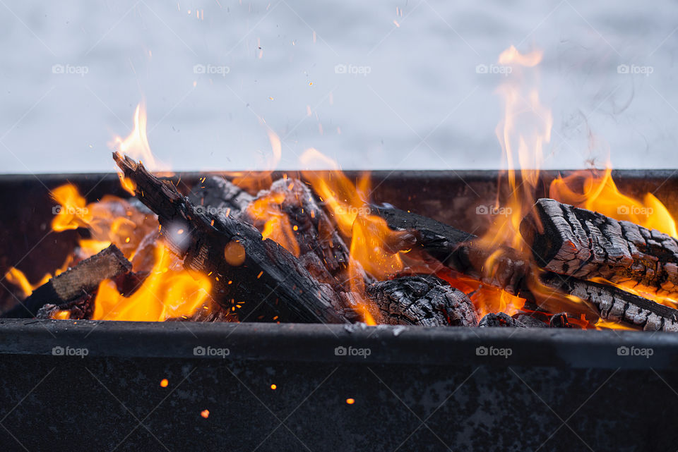 Close-up of firepit