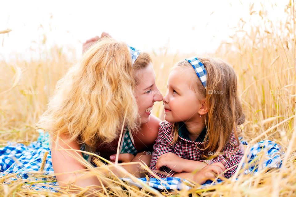 Mom and daughter at the field 