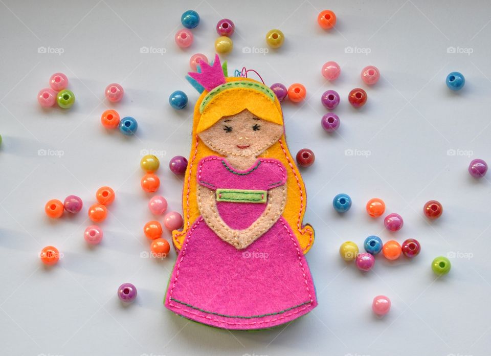 pink handmade felt princess