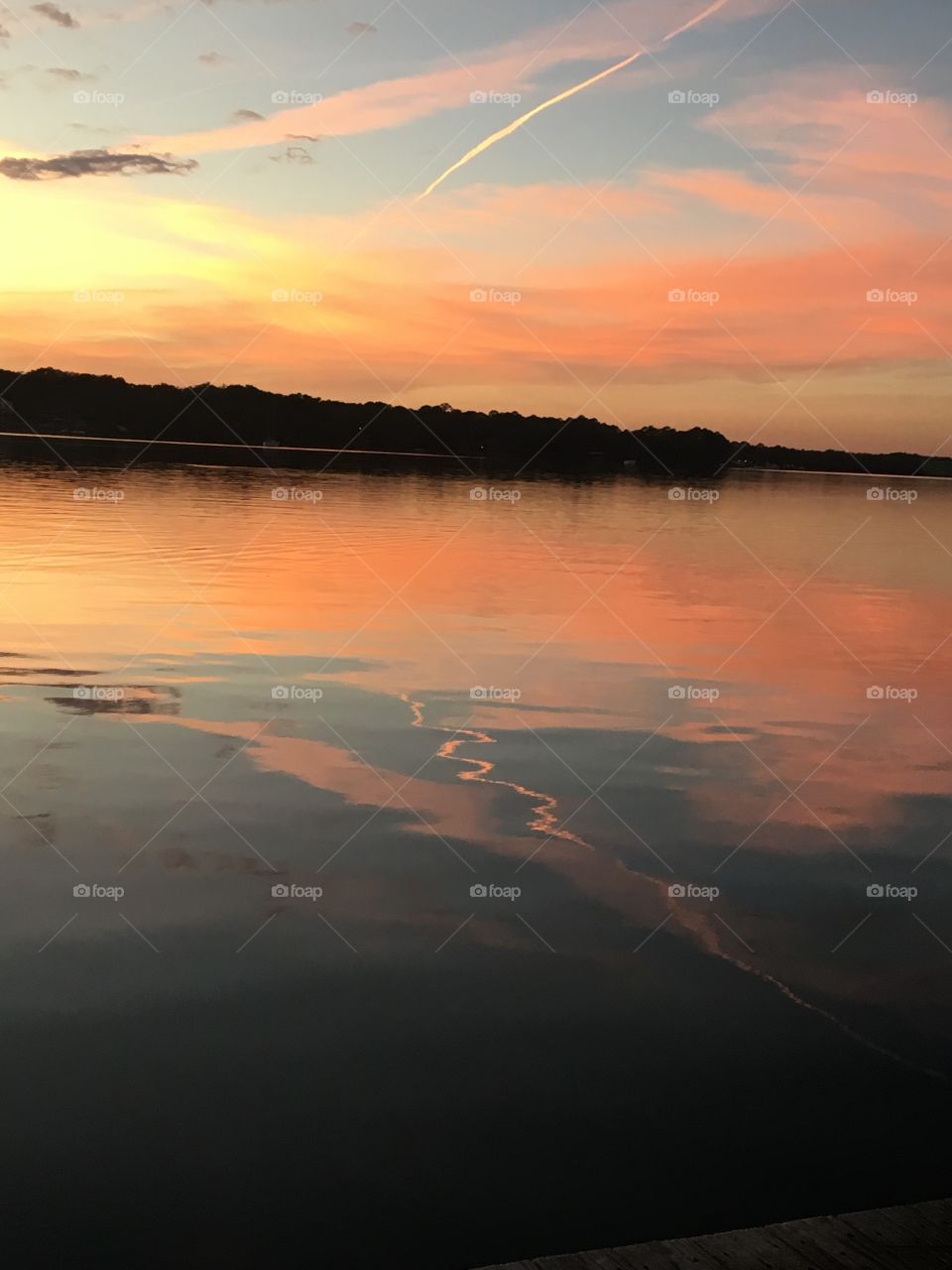 Sunset picture Cem Trail reflecting off water