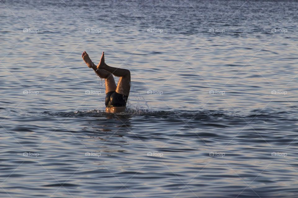 Water games at sunset