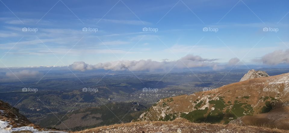 Panorama in the mounrains with clouds