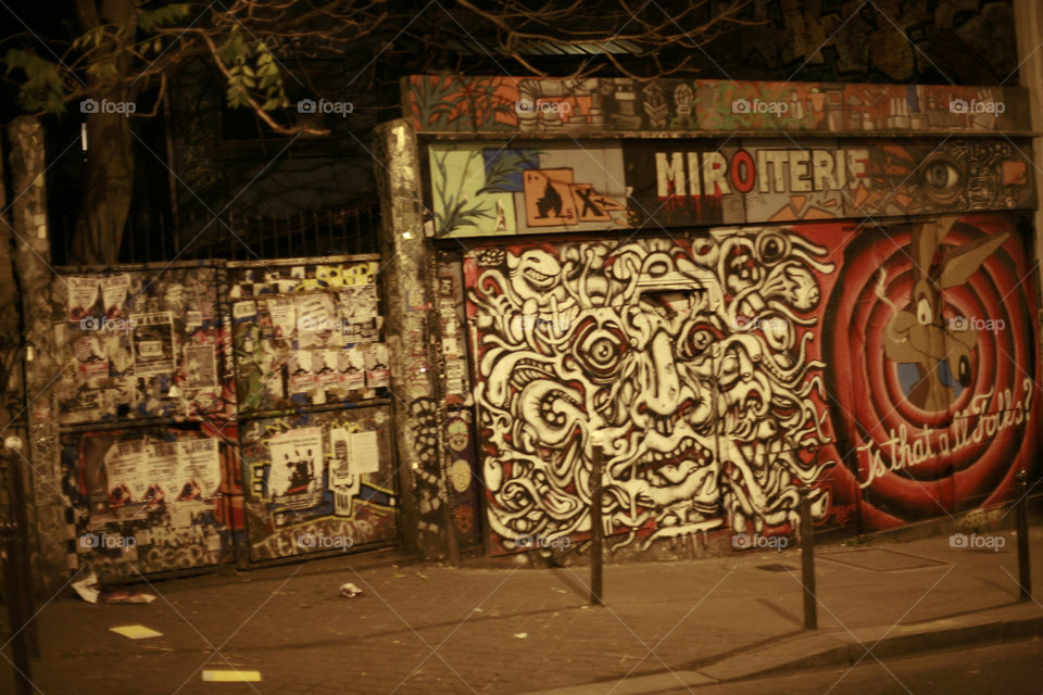 graffiti wall. wall with graffiti in the night.