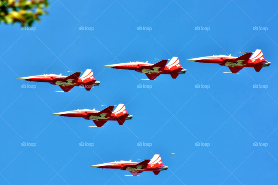 Fighter planes flying in sky