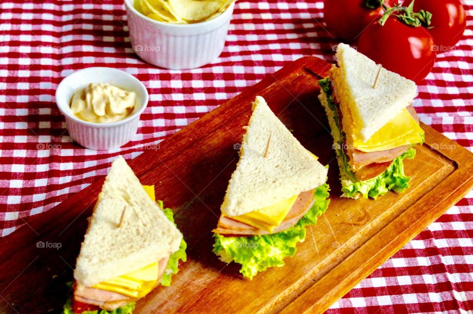 ham, cheese and salad sandwich