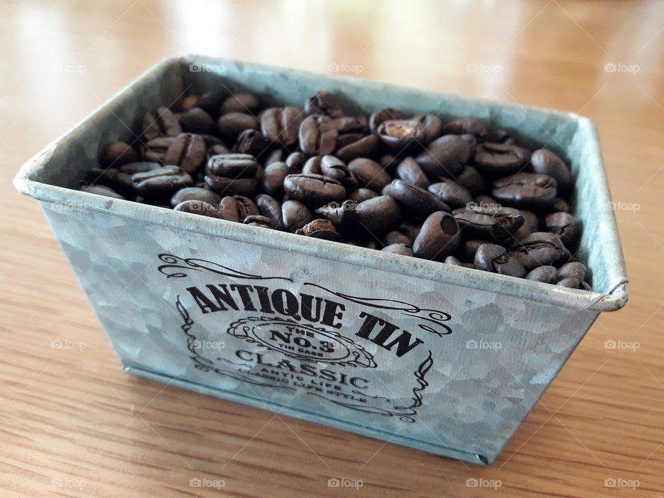 Coffee beans in the tin
