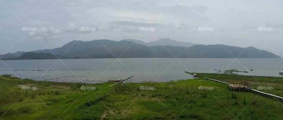 Lago, paisaje, montañas, orilla, agua, cielo, lluvia, clima