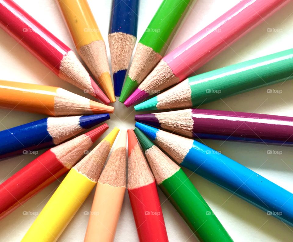 Colored pencils in a circle