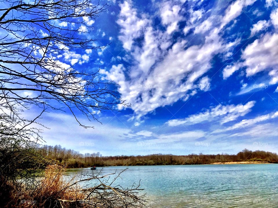 Beautiful spring day at summit lake state park in Indiana 
