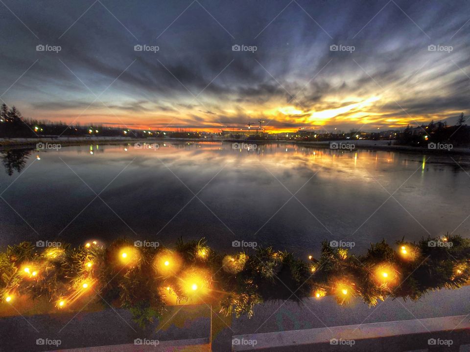 Along the bridge lights were hung with care, hoping someone would notice a holiday change in the air.  I stopped to take a moment in appreciation.