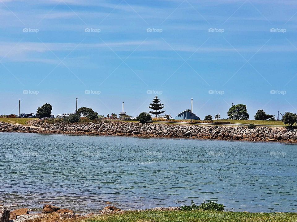 Looking across the channel towards perfume point in Napier. The boats must pass through here to the dock.
