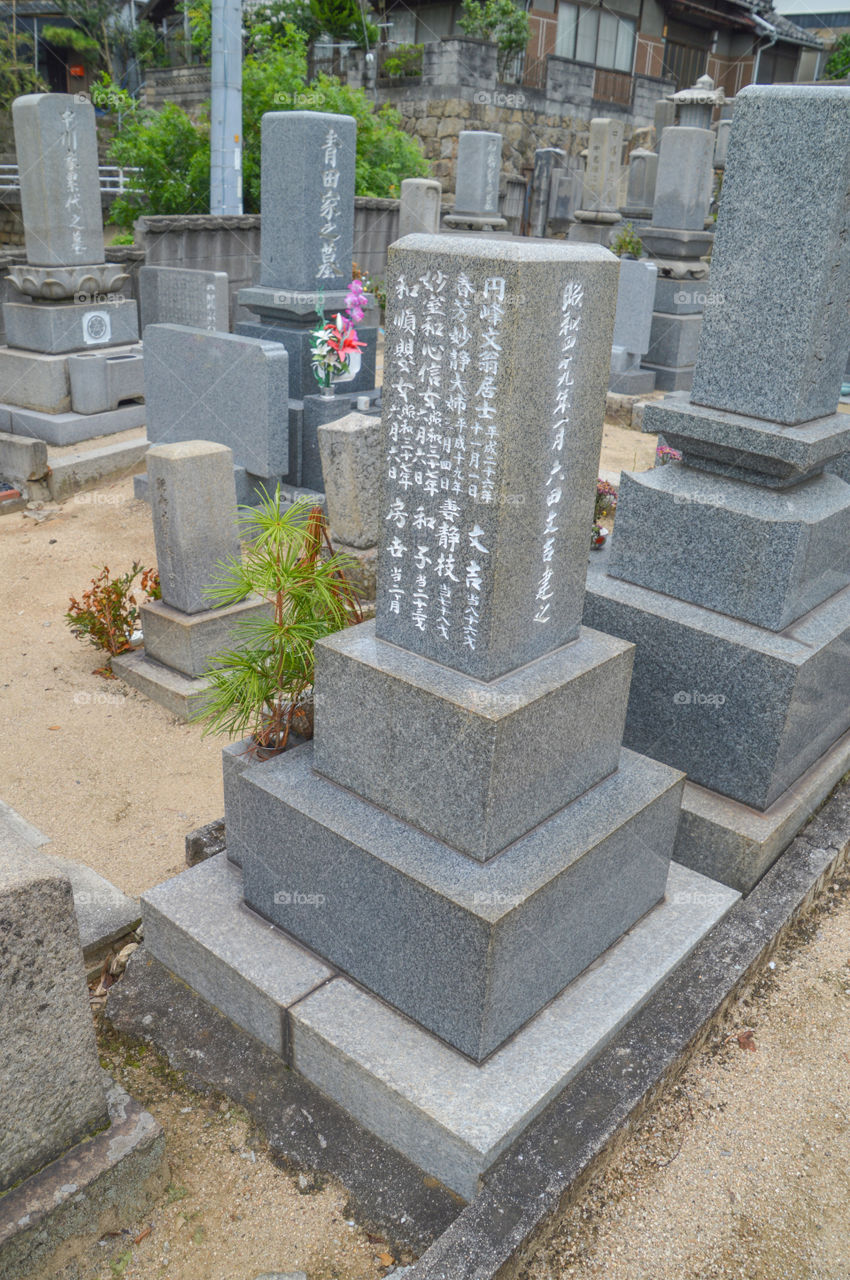 Japanese Grave At Onomichi Graveyard