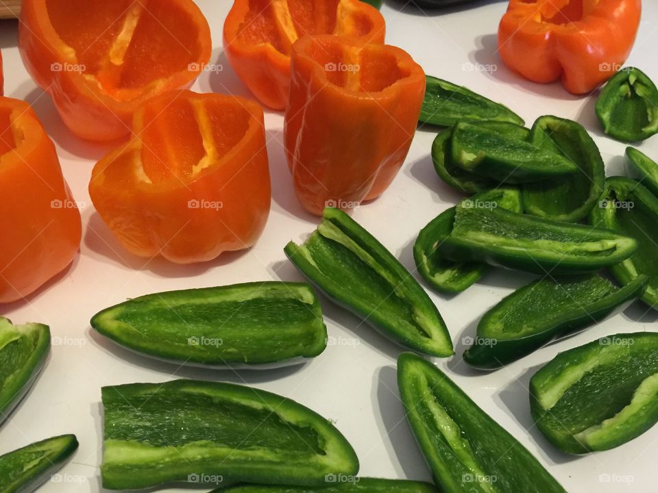 Orange and Green Peppers 