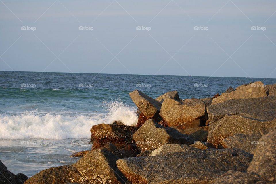 Ocean crashing on rocks