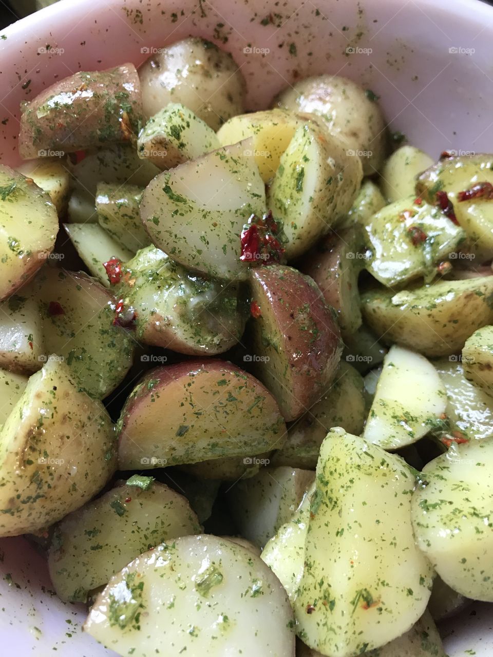 Red Potato Salad with herbs. Flavorful and tasty!