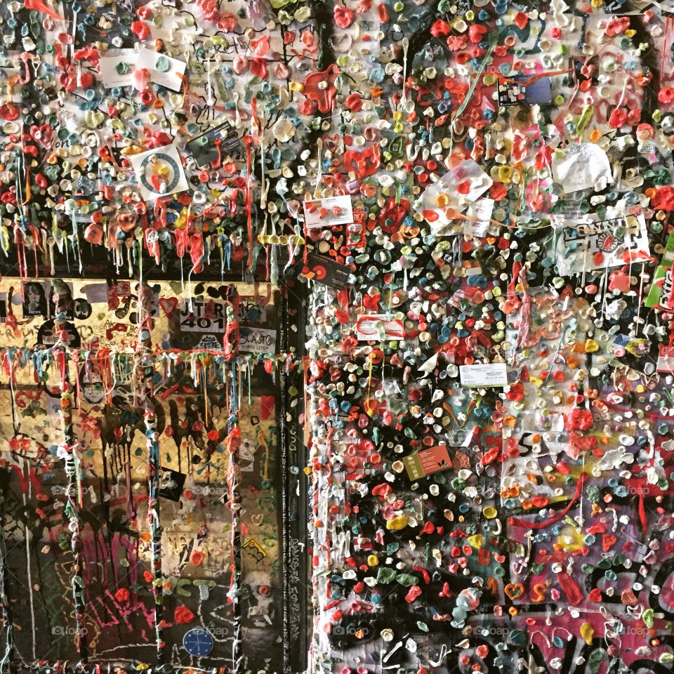 Seattle Gum Wall. Taken on my first trip to Seattle. I always try to find an odd beauty in things.