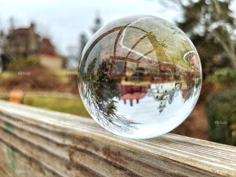 The upside down... buildings reflection through a crystal sphere. 