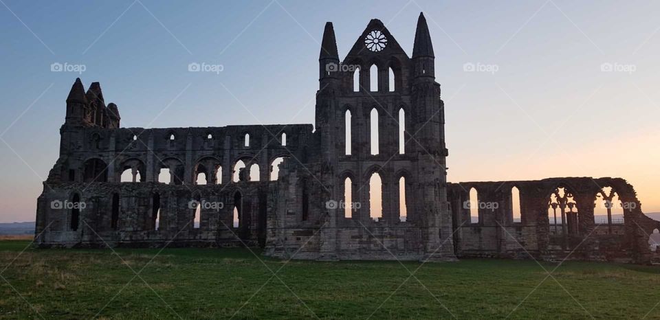 Abbey at sunset