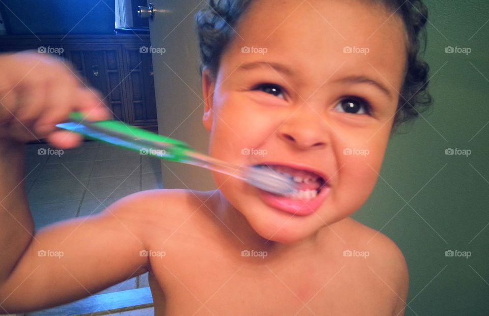 healthy smile. child brushing teeth