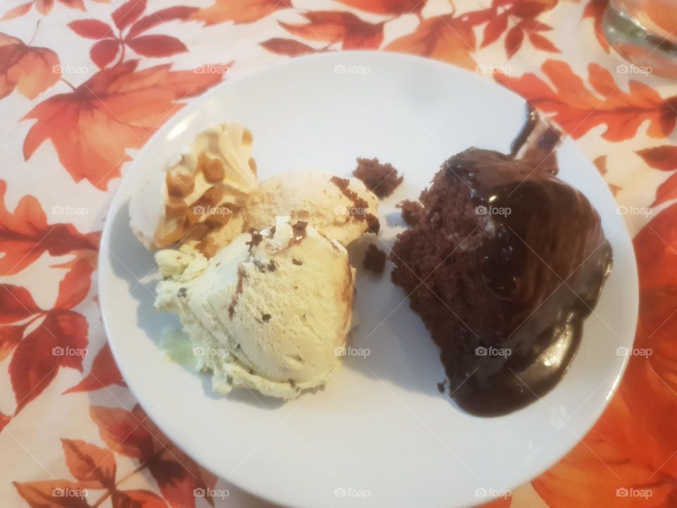 chocolate cake and icecream