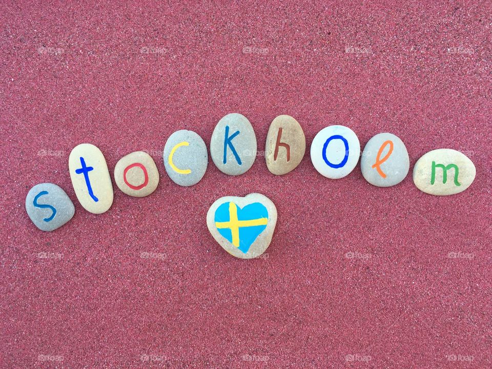 Stockholm, Sweden, souvenir on colored stones