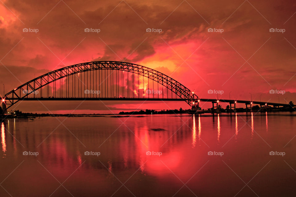 Sunset at rumoiang bridge, South Borneo, Indonesia.