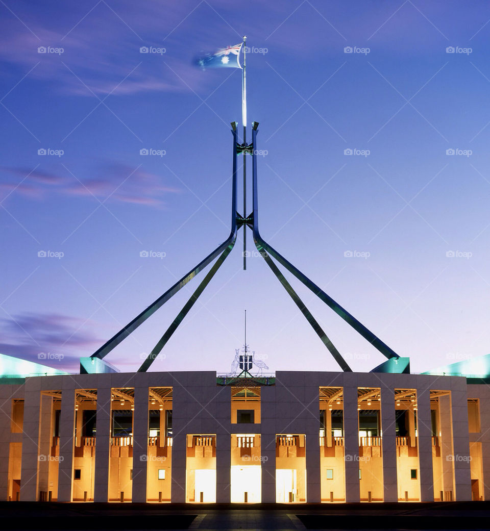 sunset house parliament australia by splicanka