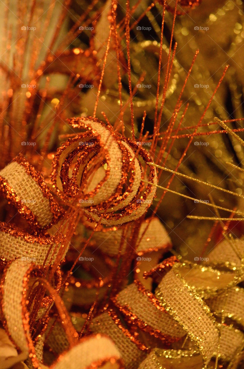 Close-up of shiny ribbons