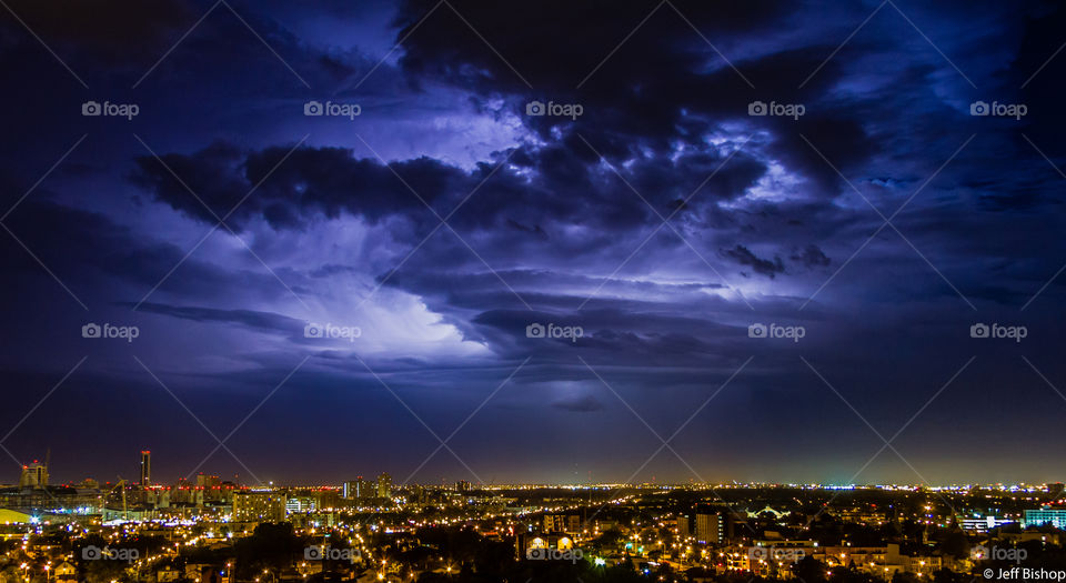 Lightning over Edmonton building