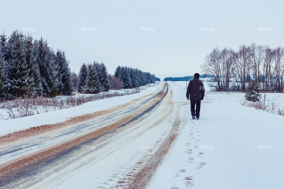 Walking man to the road