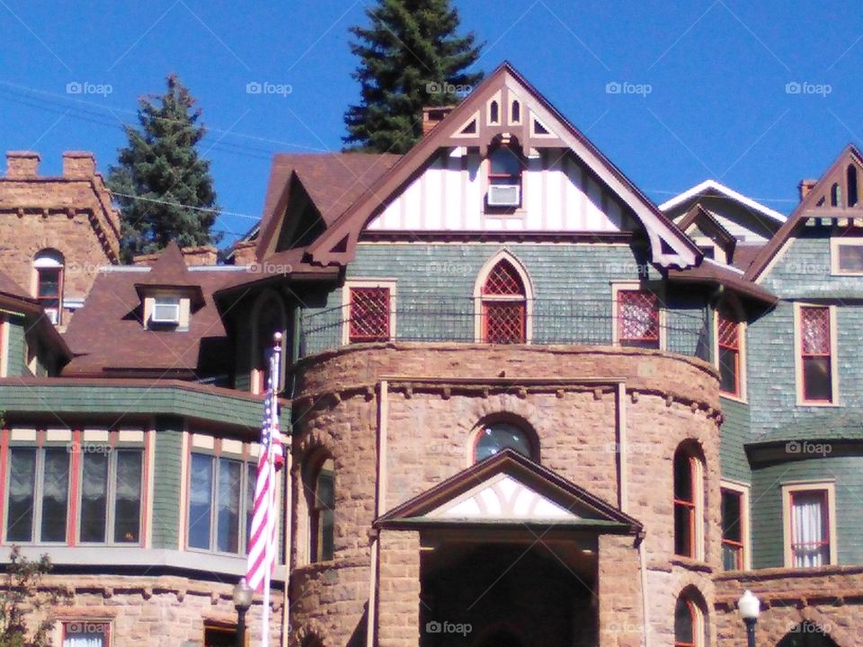 Miramont Castle, Manitou Springs, Colorado on a lovely fall day.