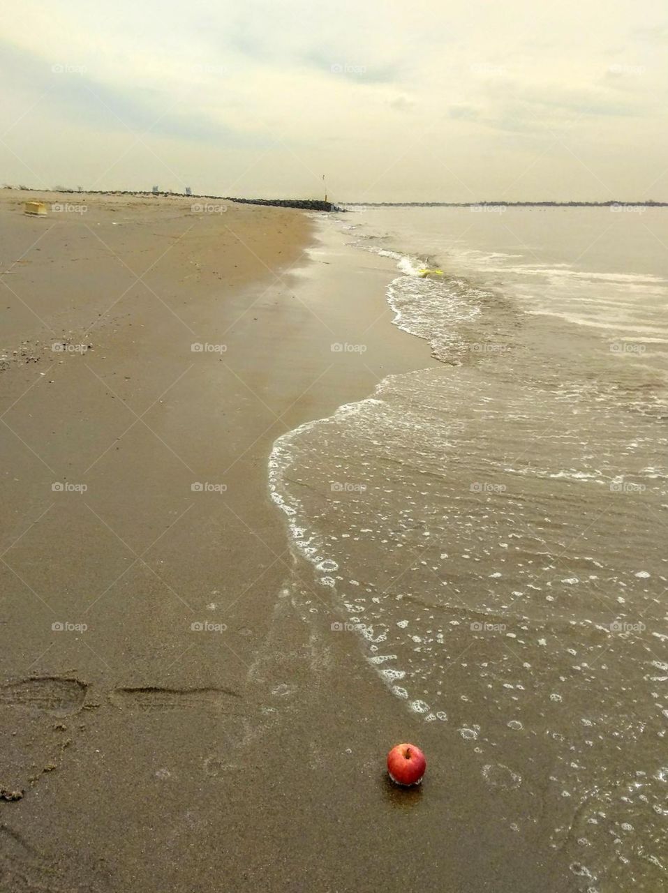 Apple on beach