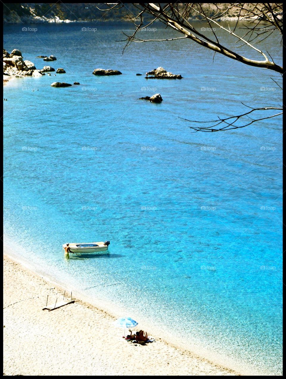 Blue sea waters amazing summer feeling exploring Greece beautiful day Karpathos island traveling around the world