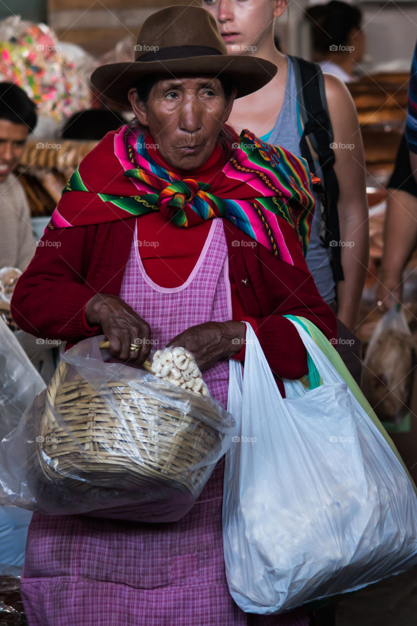 Cusco central market. Working hard
